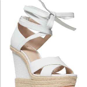 SOLD!!! PAIGE White Talia Wedge Ankle Wrap Sandal!
